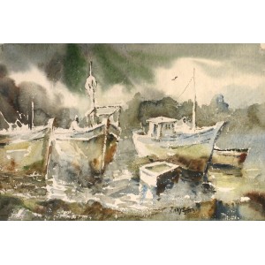 Abdul Hayee, 15 x 22 inch, Watercolor on Paper, Seascape Painting, AC-AHY-032